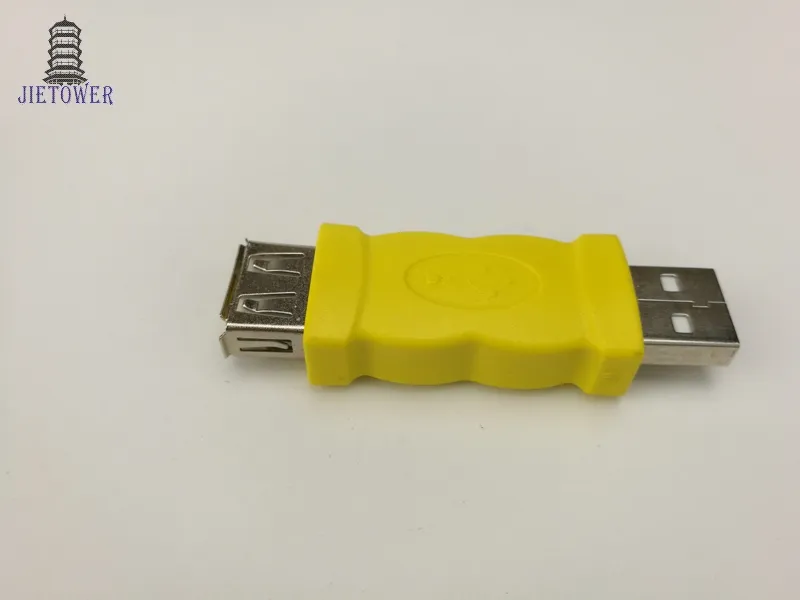 500 pcs/lot connecteur USB couleur jaune USB 2.0 A prise mâle vers un adaptateur jack femelle convertisseur AM vers AF USB