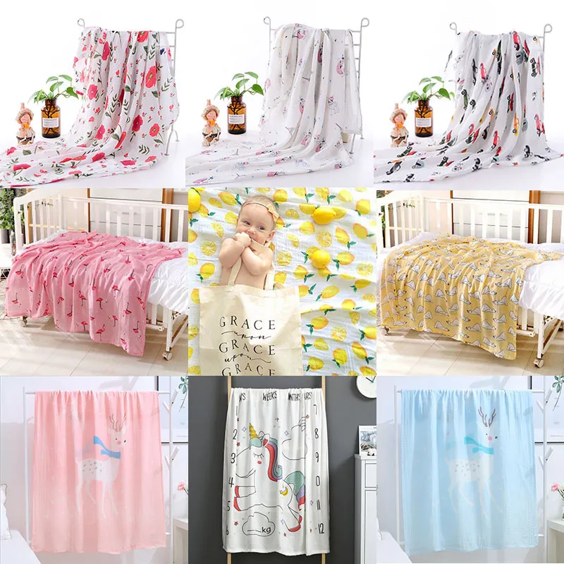 34 Stile 110 * 120 cm Babydecken Sommer neue Musselin Baby Gaze Tasche Handtuch Doppel Bambus Baumwolle Kinder Badetuch Babydecke Windeln M170