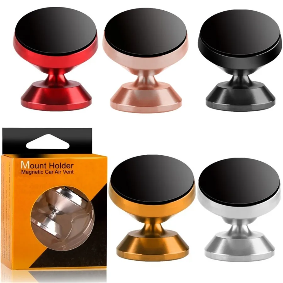 Soporte magnético giratorio de 360 grados para montaje en coche, soporte de aleación para iphone 7, 8 x, samsung s7, s8, s9, pc, mp3