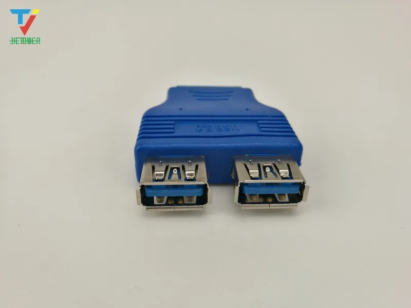 Adattatore per cavo femmina da 20 pin a 2 USB 3.0 USB 3.0 Connettore scheda madre del computer Convertitore adattatore da 19 pin a USB HY218