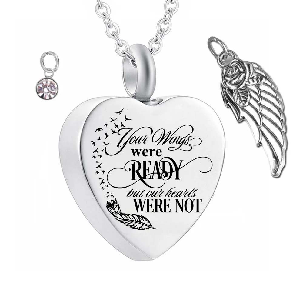 Rvs Angel Wings Cremation Jewelry Ash Kecklaces Keepsake Memorial Name Customization Urn Hanger Ketting voor Ashes