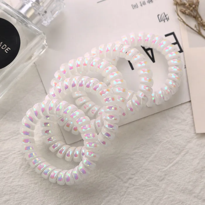 5.5cm Cute Telephone Wire Cord Gum Headband Hair Tie Girls Elastic Band Ring Rope Woman Candy Color Bracelet Stretchy Scrunchy