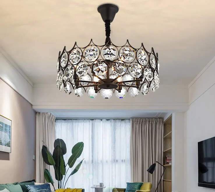 Okrągły kryształowy żyrandol Lampa zawieszenia K9 Crystal Wisiorek Światło Wiszące Oświetlenie Schody Hotel Hall Lounge salon Myy