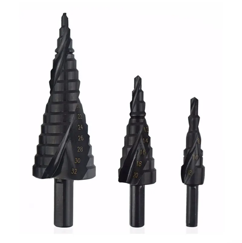 3Pcs/set 4-32mm Drill Bit Set HSS Cobalt Step Drill Bit Nitrogen High Speed Steel Spiral Triangle Shank Hole Cutter