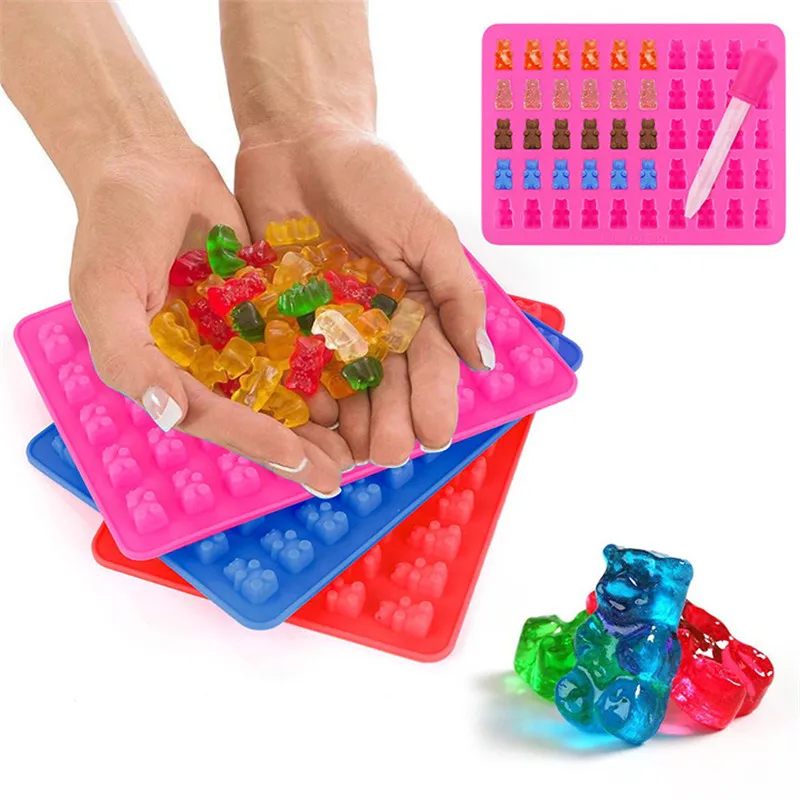 Set 3 Stampi In Silicone Per Cioccolatini E Caramelle Gommosi - Con Contagocce, Forme Rettangolari