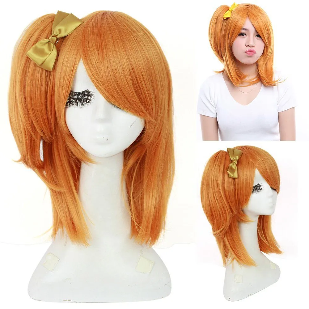 LoveLive Kousaka Honoka pince queue de cheval droite cheveux orange Cosplay perruque nœud papillon