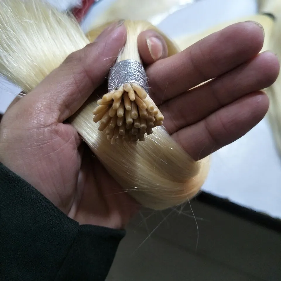 1g filo 100g brasiliano I-tip estensioni dei capelli umani pre-legate capelli umani vergini non remy capelli lisci brasiliani di colore scuro cheratina