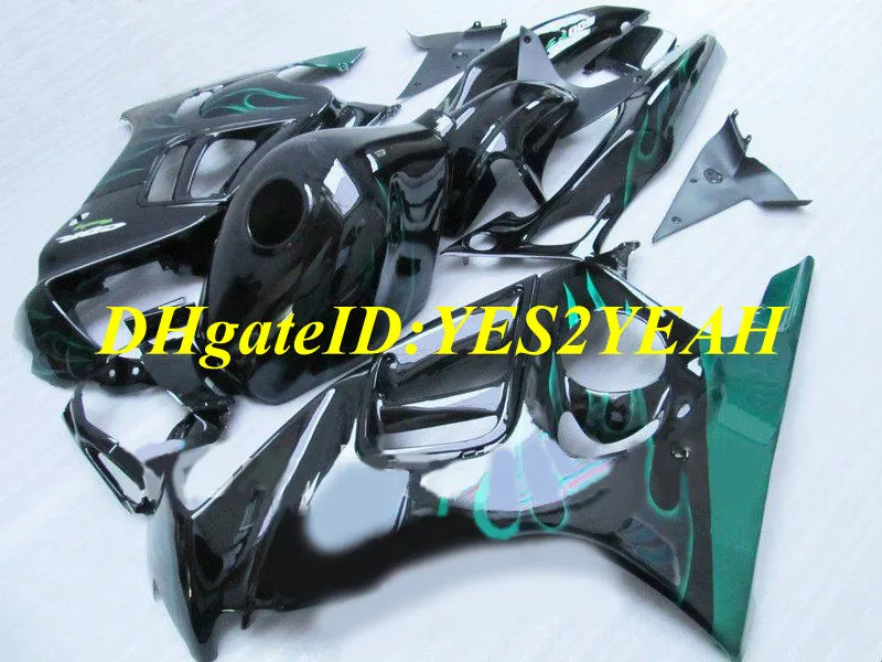 طقم دراجة نارية أعلى تصنيف لهوندا CBR600F3 97 98 CBR600 F3 1997 1998 ABS الأخضر لهب أسود Fairings set + Gifts HQ35