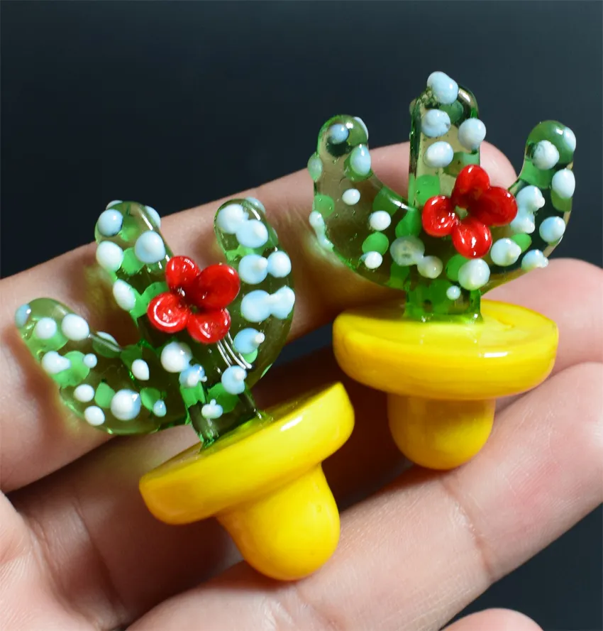 Wysokiej jakości Colored Solid Cactus UFO Szklany Carb Cap OD 23mm do kwarcowych Banger Banger Nails Szklane Bongs Rury Wodne DAB