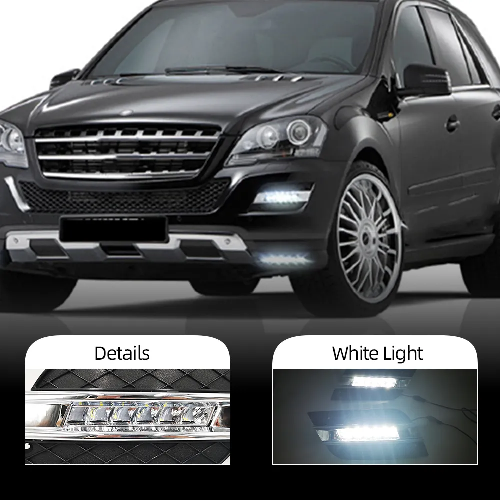 2pcs DRL för Mercedes Benz ML350 W164 ML300 ML320 2010 2011 Dagtid Running Lights Fog Head Lamp Cover Car Styling