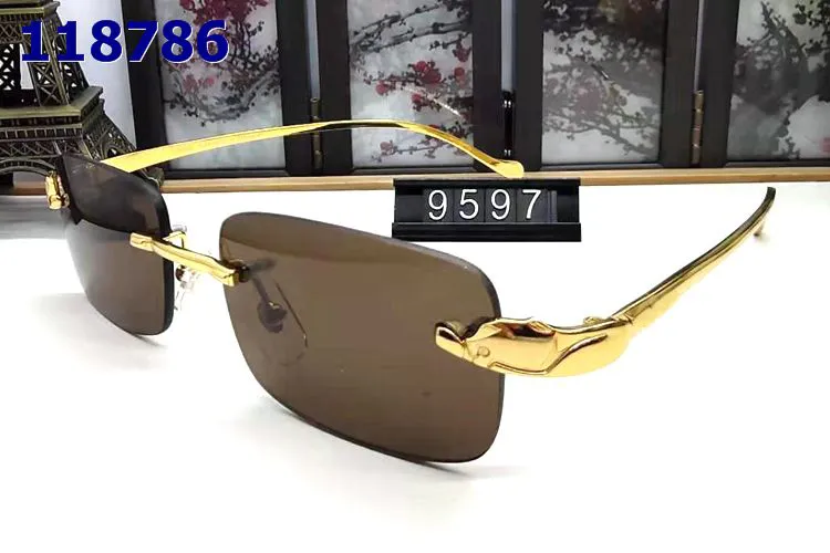 mens women new fashion sport sunglasses for women rimless vintage retro golden buffalo horn glasses stand clear rectangle lens with boxes