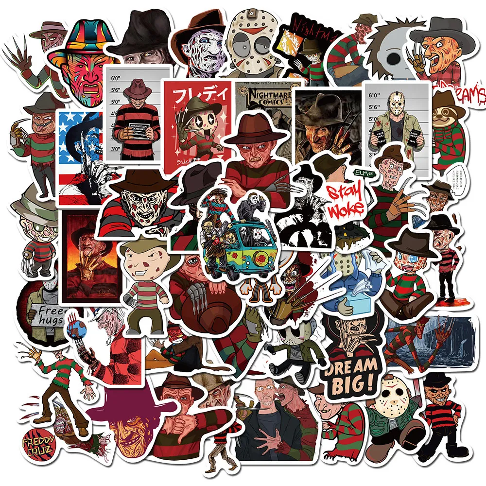 50 Pcs Mixed Car Stickers retro movie horror For Skateboard Laptop Helmet Stickers Pad Bicycle Bike Motorcycle PS4 Notebook Guitar Pvc Decal