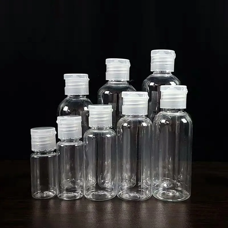 10 ml / 20 ml / 30 ml / 50 ml / 60 ml / 80 ml / 100ml Plastikowe puste butelki z klapką Cap do szamponu, płynów, płynnych mydła do ciała, krem