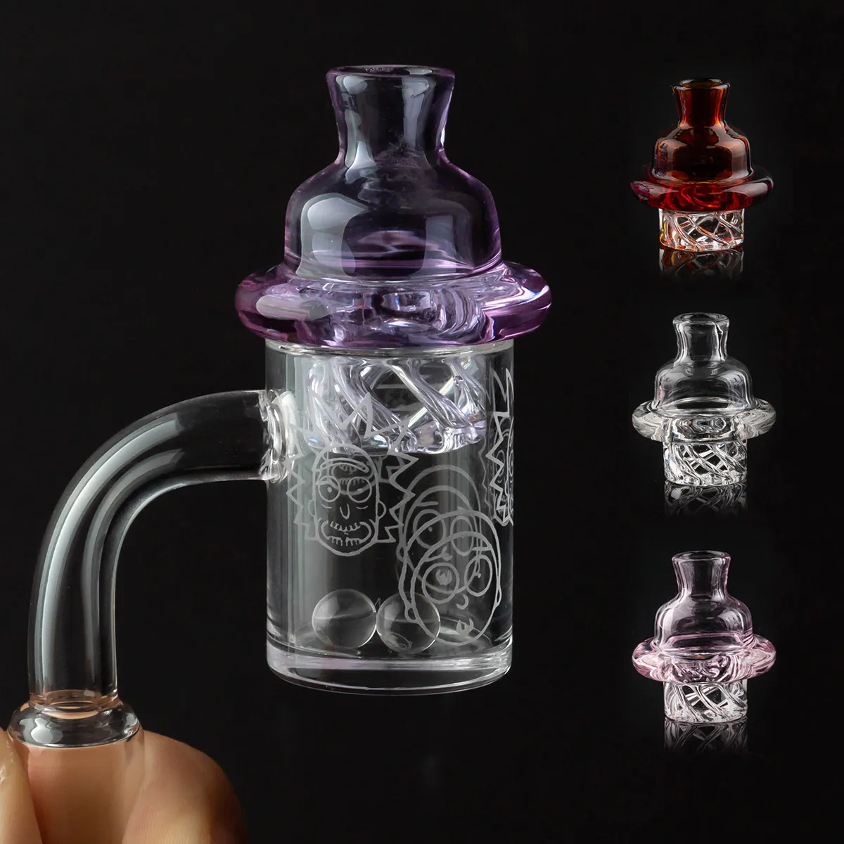 Pattern 4mm Quartz Banger carb cap & dab terp pearls insert Hookahs colorful Cyclone caps 10mm 14mm male female quarts nail for beaker bong