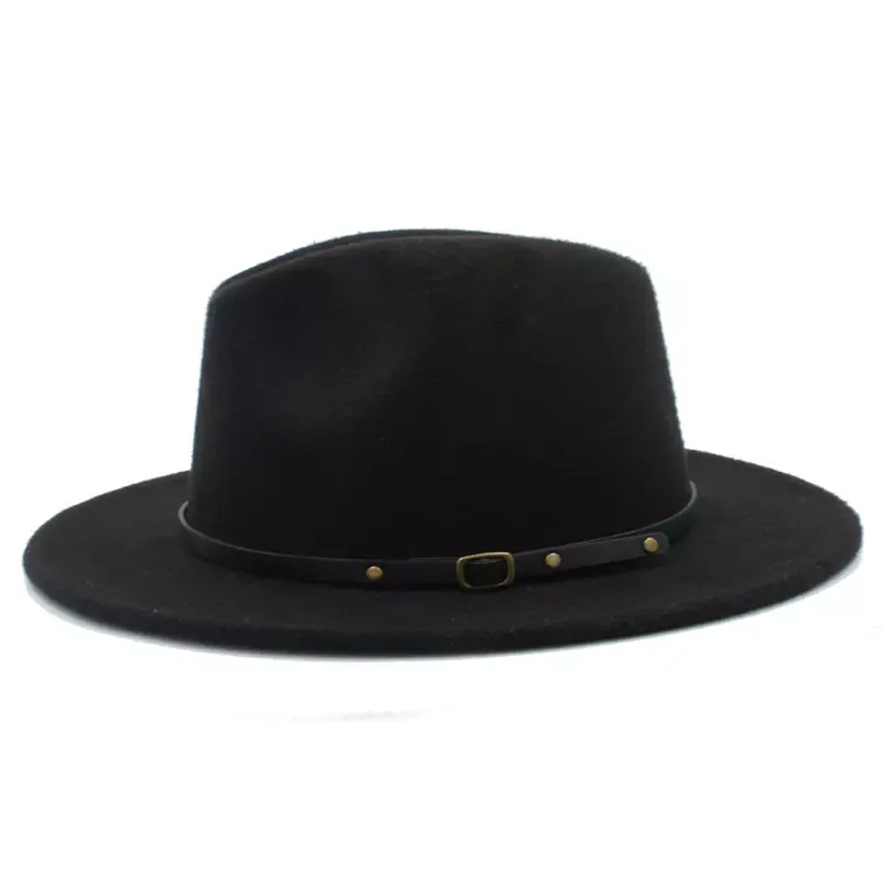 Mode-100% Wol Women Outback Felt Gangster Trilby Fedora H met brede rand Jazz Godfather Cap Szie 56-58cm X18