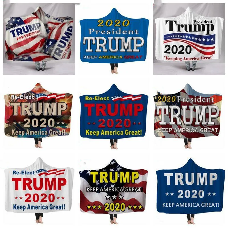 Cape Plüsch Fleece Weiche Trump 2020 Kapuzendecken Erwachsene 3D-Druck Mantel Sherpa Winter Pucken Bettwäsche Quilt TV Nickerchen Wraps Schal AZYQ6837