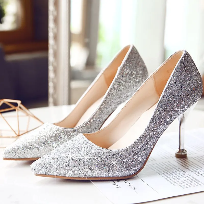 Designer Sparkling Sequin Lace Red Glitter Wedding Shoes With Gold ...