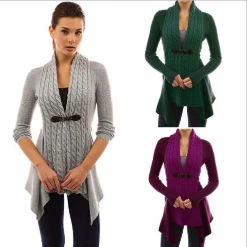 Cable knit on sale buckle asymmetrical cardigan