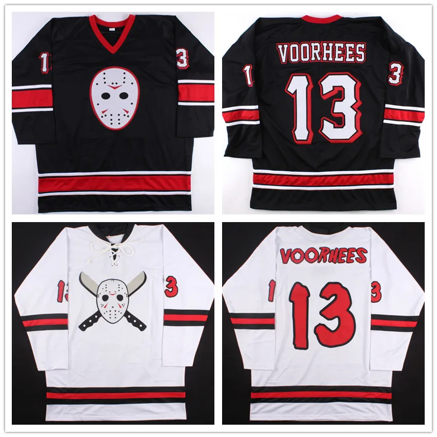Custom Friday The 13th Jason Voorhees Hockey Jerseys Black White Embroidery Stitched Customized