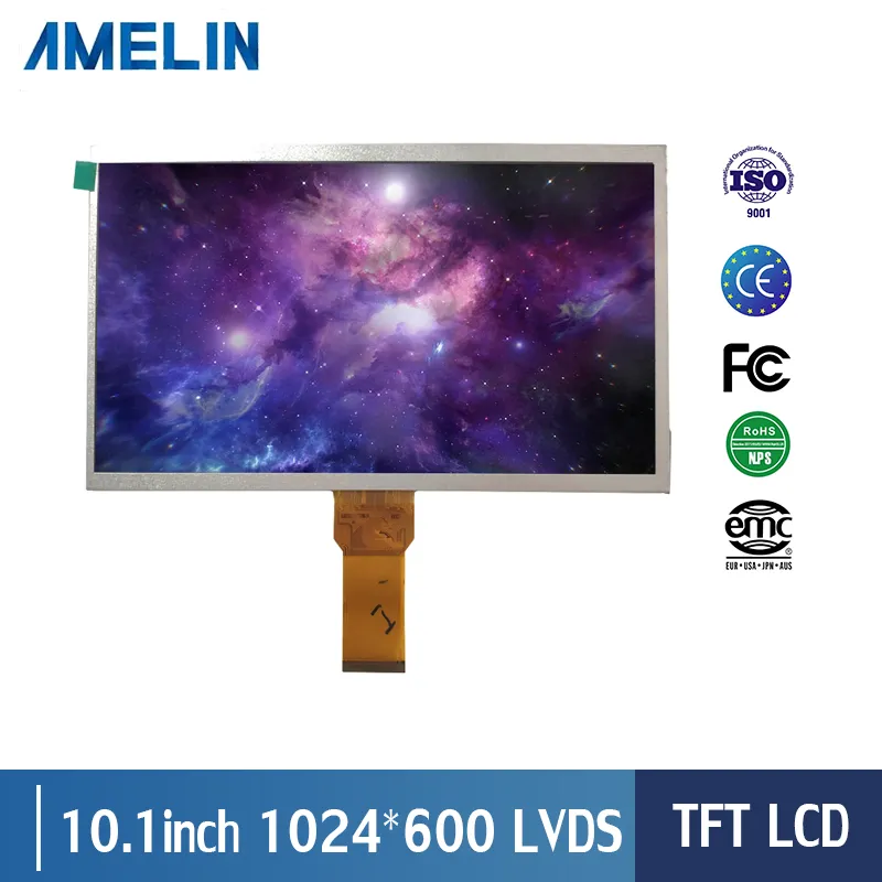 10,1-tums TFT LCD 1024 * 600 Upplösning IPS Fullständig visning LVDS-gränssnitt LCD