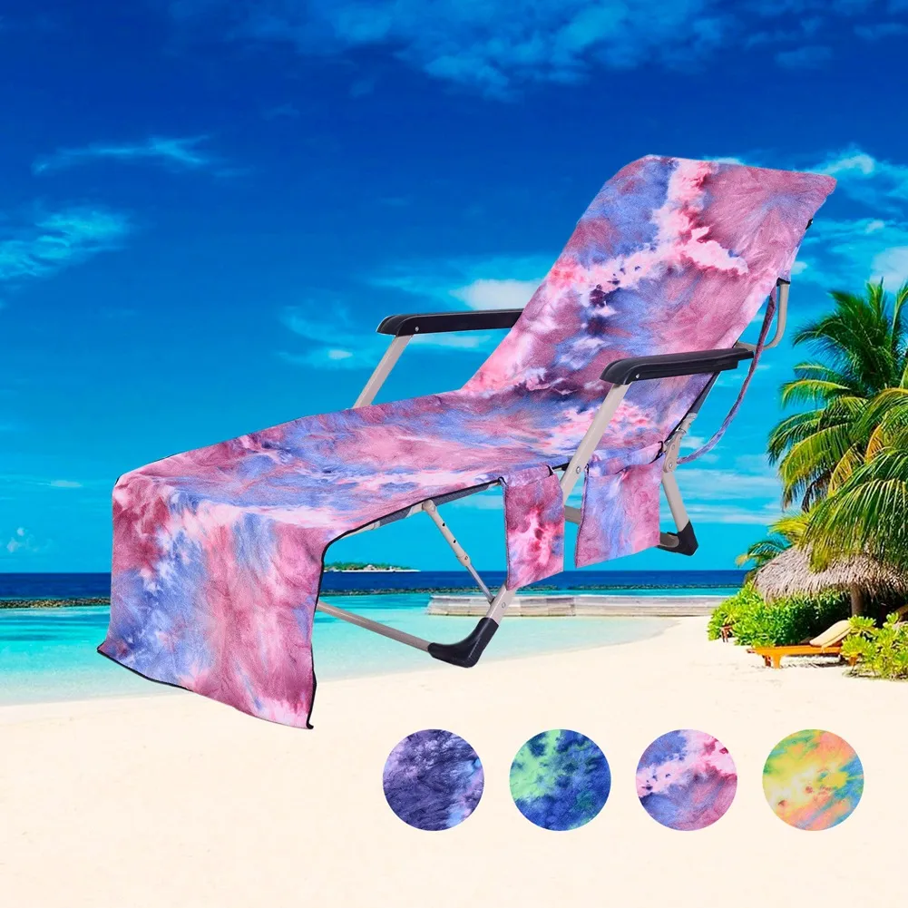 Portable Beach Lounge Chair Cover Tie Dyeing Microfiber Towel