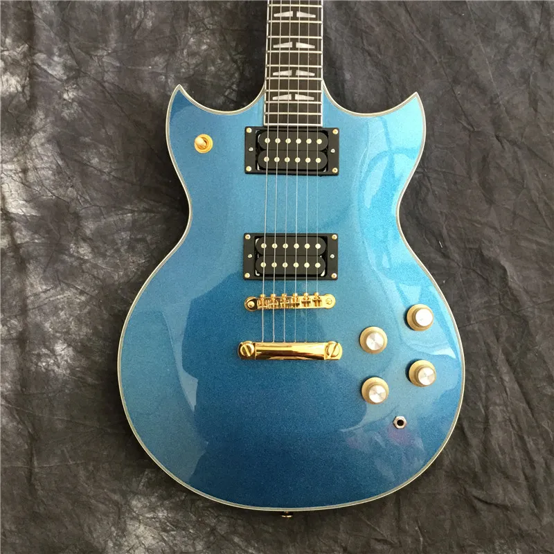 Chegada Nova Metrial Revestimento azul SG costume da guitarra elétrica Guitarras chinês OEM Push / Pull Pot guitarra frete grátis