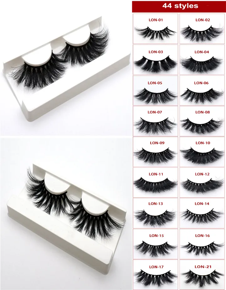 2020 Hot Selling 44 Styles 5D Mink Hair 25mm False Eyelashes Thick Long Messy Cross Eye Lashes