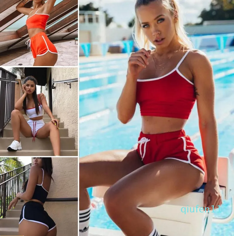 Sexy Two Piece Yoga Sportswear Set For Women Bra, Vest, Volleyball Shorts  Women Perfect For Fitness And Workouts From Qiufen11, $16.09
