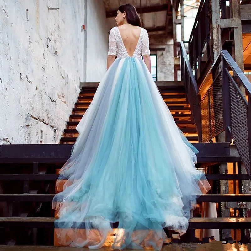 light blue wedding dress