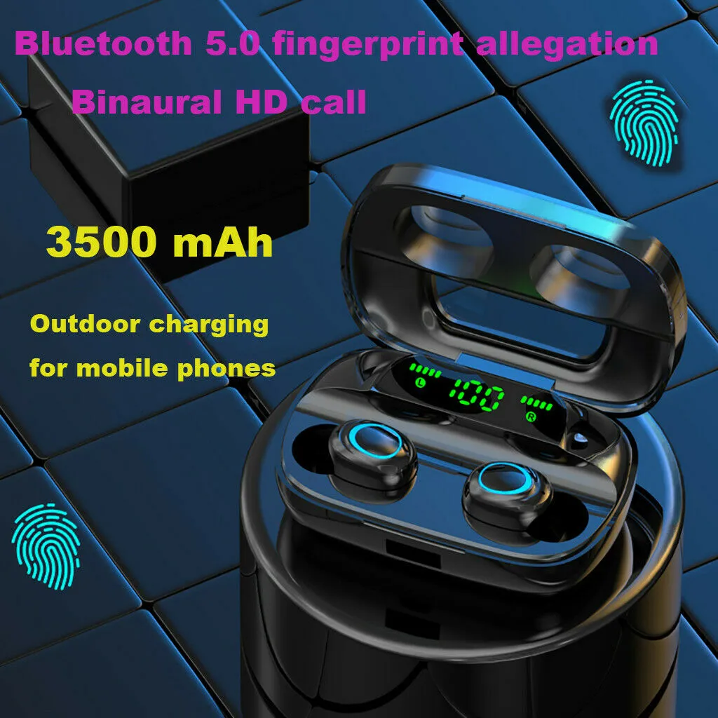 F9 F9-5C F9-4 TWS 3500MAH Power Bank Sports Headphone LED Bluetooth 5.0 Écouteur HiFi HIFI STEREO STEREO Casquette avec micro avec 40 jours autour d'une navigation maritime