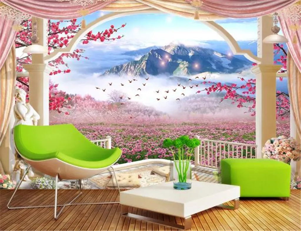 Custom Wallpaper 3d European Fashion Roman Column Lavender 3D Indoor TV Background Wall Decoration Mural Wallpaper