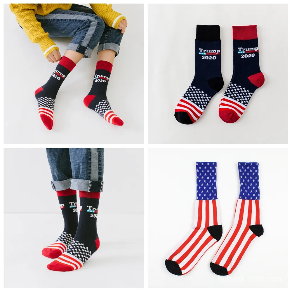 Kadın Trump 2020 Mürettebat Çorap Çizgili Yıldız ABD Örgü Spor Çorap Çorap Hip Hop Amerikan bayrağı Çorap Streetwear LJJA2340