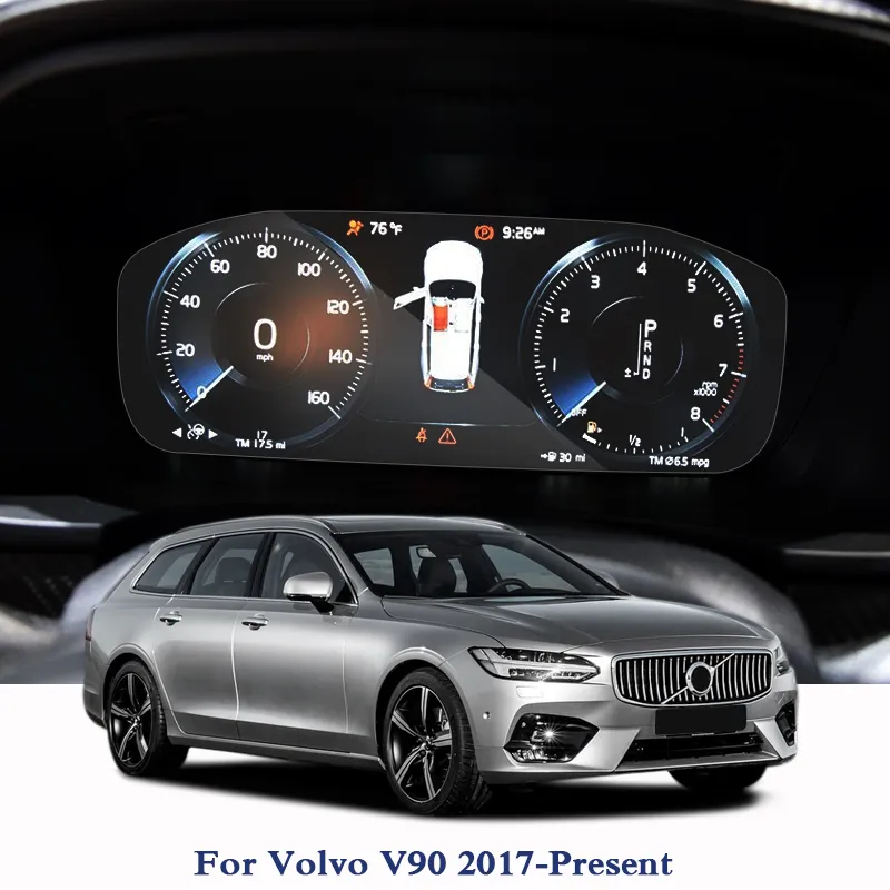 GPS Navigation Screen Steel Glass Film For Volvo V90 2017-Present TPU Dashboard Display Screen Film Car Sticker Accessories