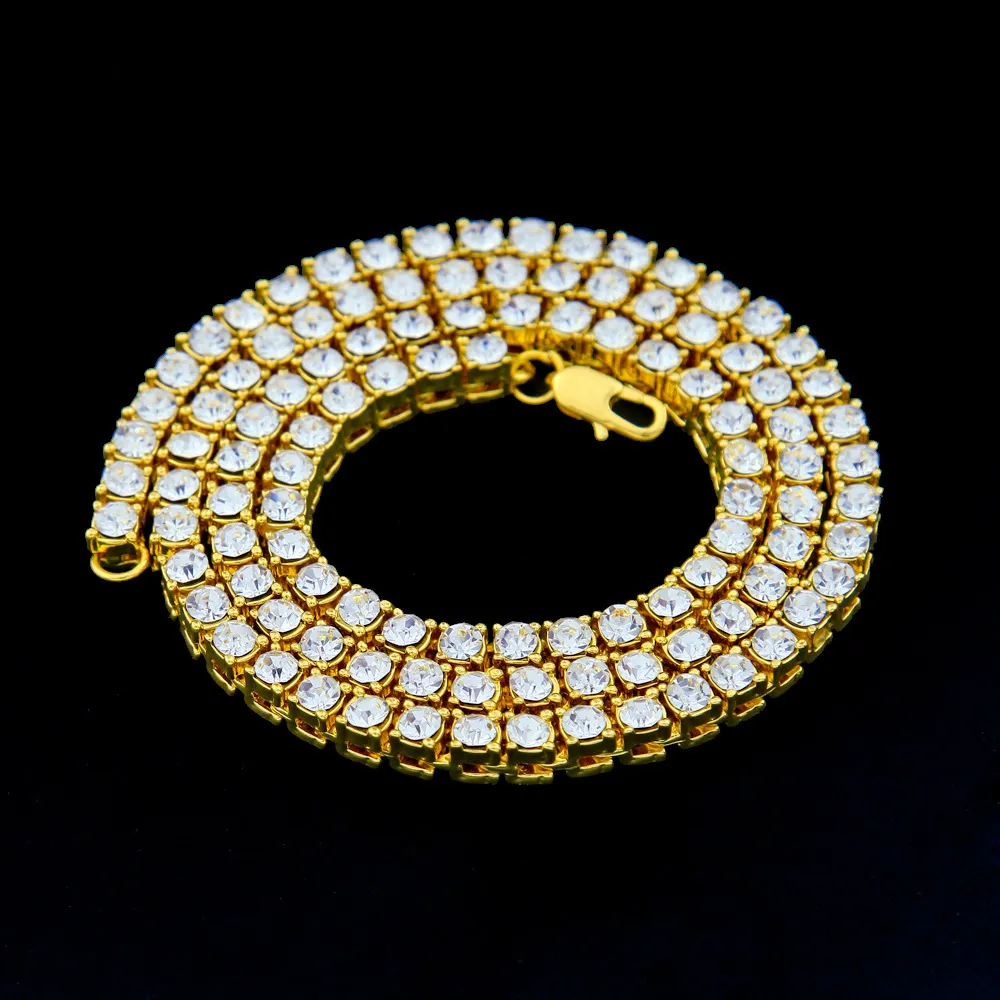 New Mens Gold Iced Out Diamond Tennis Chain Necklace... From Guozhuwu ...