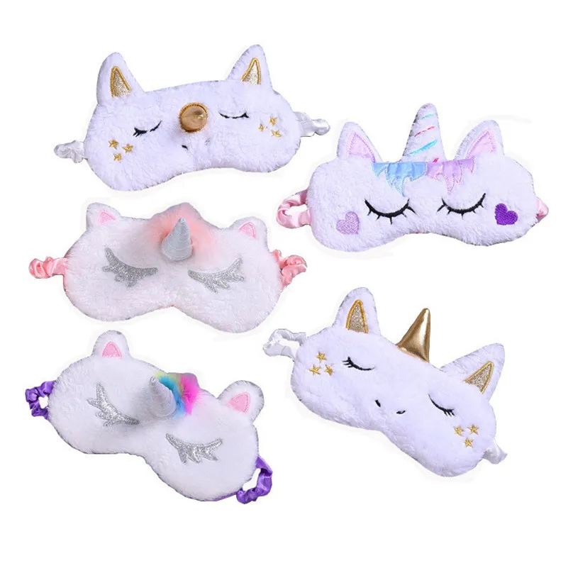 Unicorn Silver Horn Cartoon Plush Super Cute Sova Eye Mask Shading Napping Goggles Health Vision Care Tools Gratis Ship 50