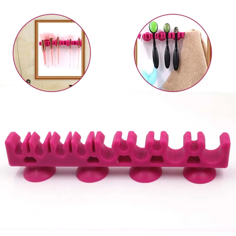 Tamax MP021 1Pcs silicone Makeup Brush Holder Make up Brushes rack With 4 Suction Cup Eyeshadow Brush Drying Rack Beauty Cosmetic Tool
