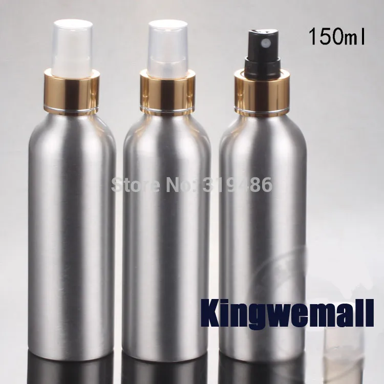 300 teile/los 150 ml nachfüllbare parfüm zerstäuber metall aluminium spray reise flaschen für kosmetik mit gold zerstäuber