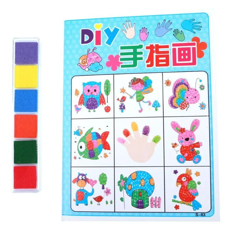 8 Teile/satz Cartoon Kind Finger Malerei Handwerk Set Kinder malbuch Fingerpaint Zeichnung Werkzeug Bildung Spielzeug Großhandel