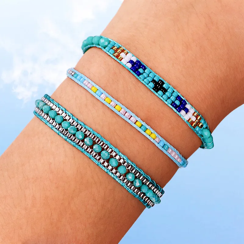 3 PCS 10 Styles Colorful Seed Beads Woven Vsco Girl Friendship Bracelets Boho Adjustable Bracelet Wristband Jewelry Gifts For Women Girls