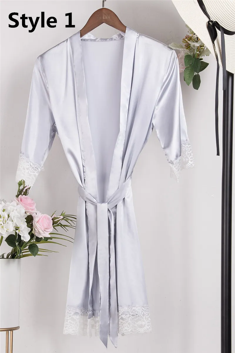Lace Mixed Style Personalized Silk Satin Brides Sleep Robes Glitter
