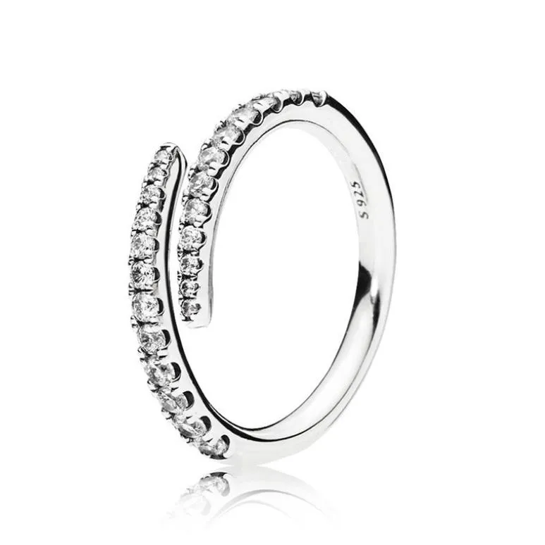 Очистить CZ Diamond Sharing Star Ring Set Оригинальная коробка для Pan 925 Стерлинговые серебро 925 Свадьба Свадьба Метеор Открытые кольца W193