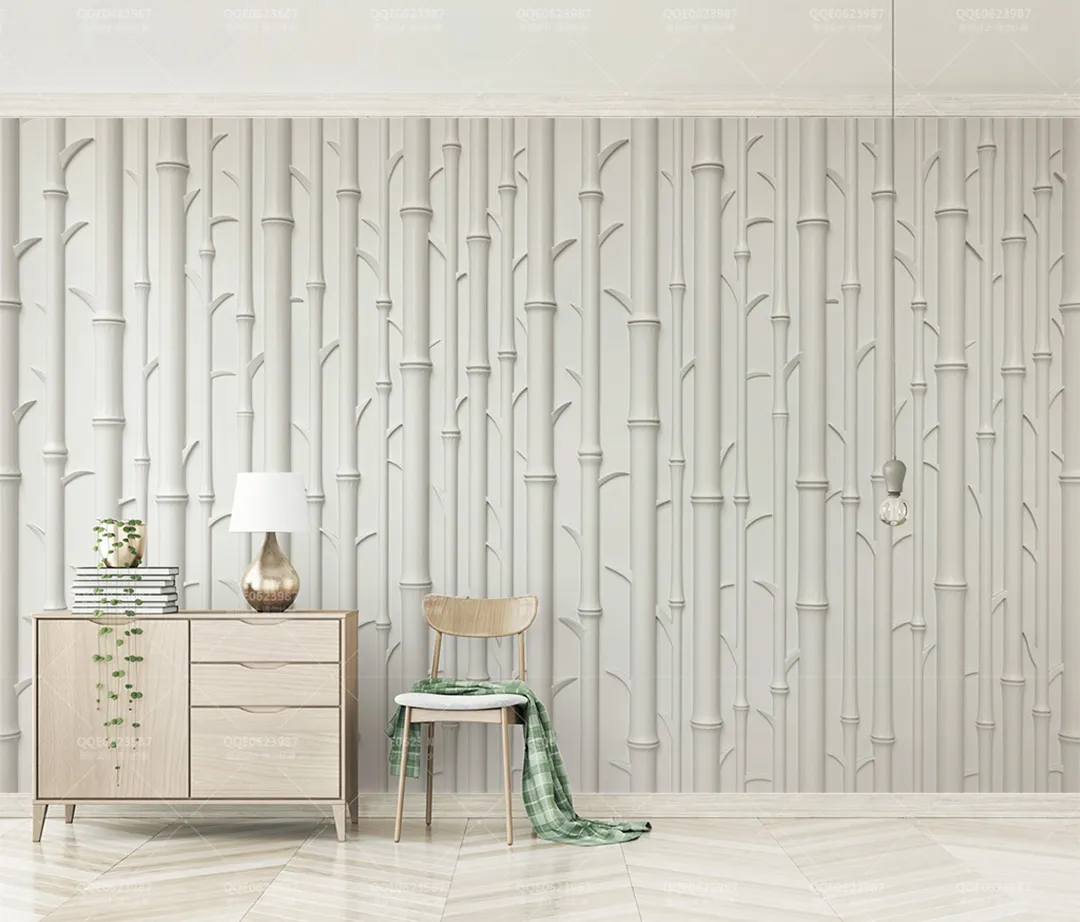 Niestandardowa tapeta 3d biały wytłoczony bambus nowoczesny minimalistyczny salon sypialnia tło ściana dekoracja ścienna tapeta