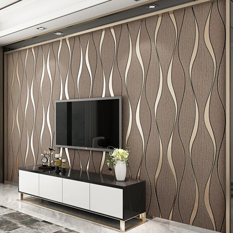 Duvarlar Için 3D Çizgili Duvar Kağıdı Rulo Oturma Odası TV Arka Plan Duvarlar Için 3D Çizgili Duvar Kağıdı Rulo Oturma Odası TV Arka Plan
