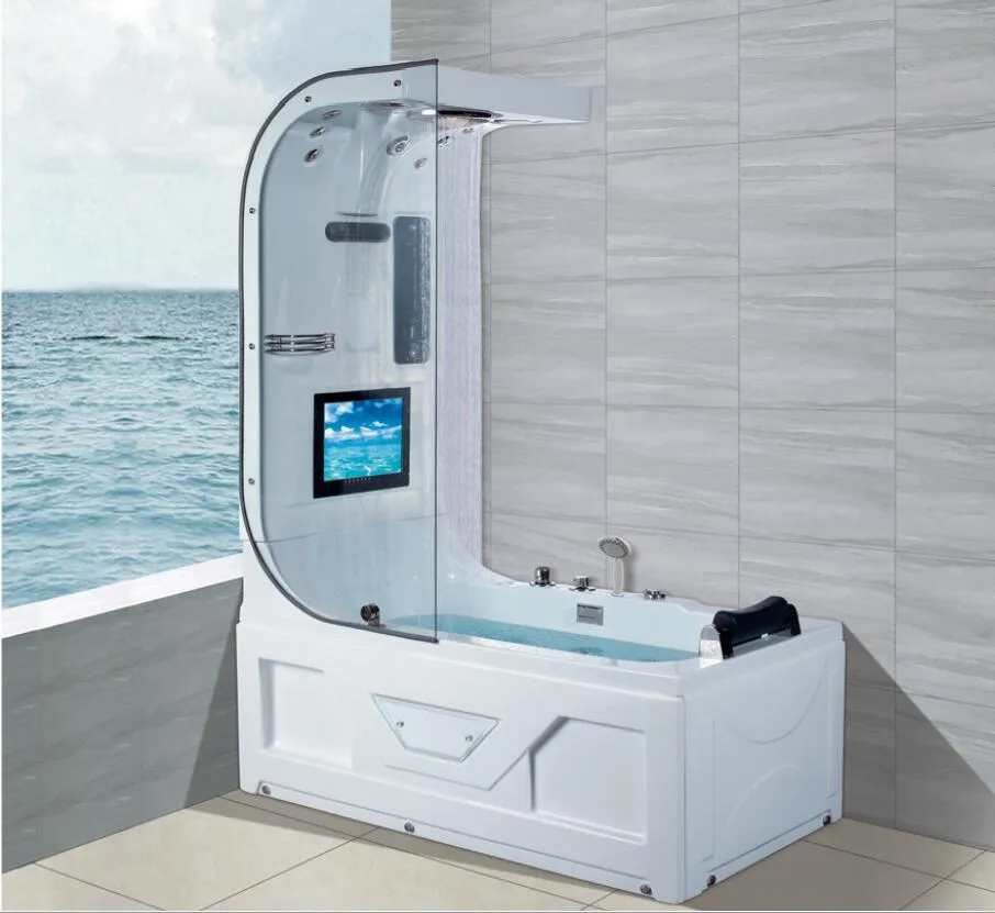 1600mm Whirlpool Waterfall حوض الاستحمام الهيدروماس ركوب الأمواج أعلى دش التلفزيون الحوض الداخلي NS3220