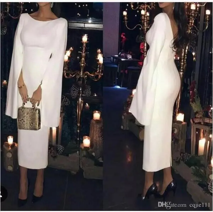 2020 NOUVELLES DESIGN Robes de soirée SCOOX COU SATIN SATIN À manches longues occasion Porter des robes de célébrités de bal de célébrités sur mesure en Chine Vestidos de Novia 2018