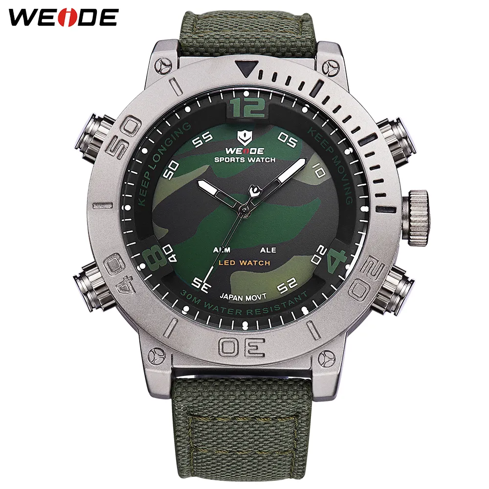 Weide Mens Casual Quartz Military Clock Digital siffra Display Nylon Rand Camouflage Wristwatch Relogio Masculino Reloj HOMBRE306I