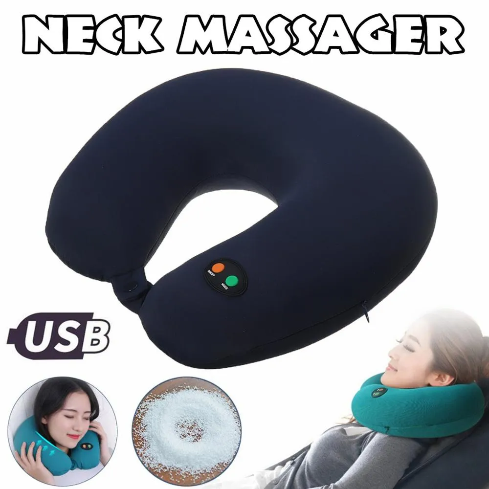 Coussin de voyage en forme de U électrique à 6 modes U Coussin d'oreiller col de masseur Vibration Coussin cervical Massage Relaxing Family Voiture