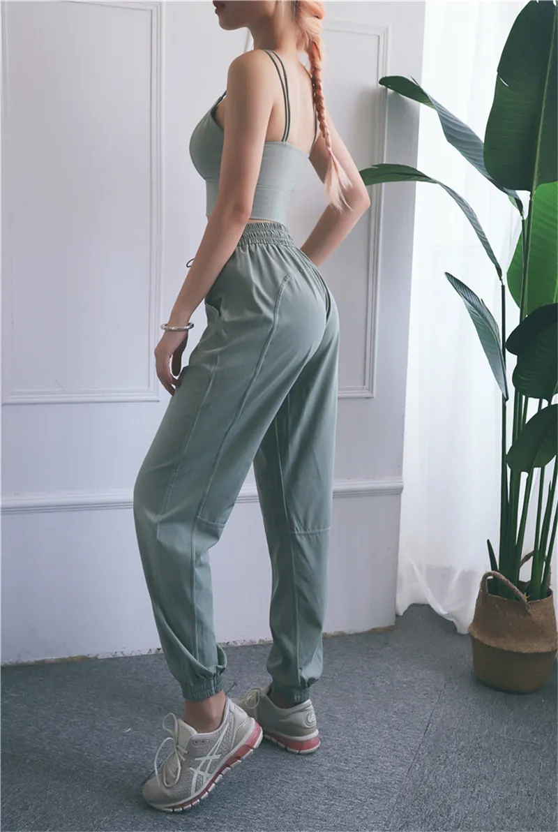 2020 Summer Soild Color For Women Exercise Pants Leggings Drawstring Loose Casual Yoga Pants Clothing Gym Sports Workout Clothes S XL LY624