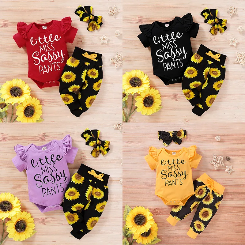 Baby Girls Clothing Sets Short Sleeve Letter Romper Tops