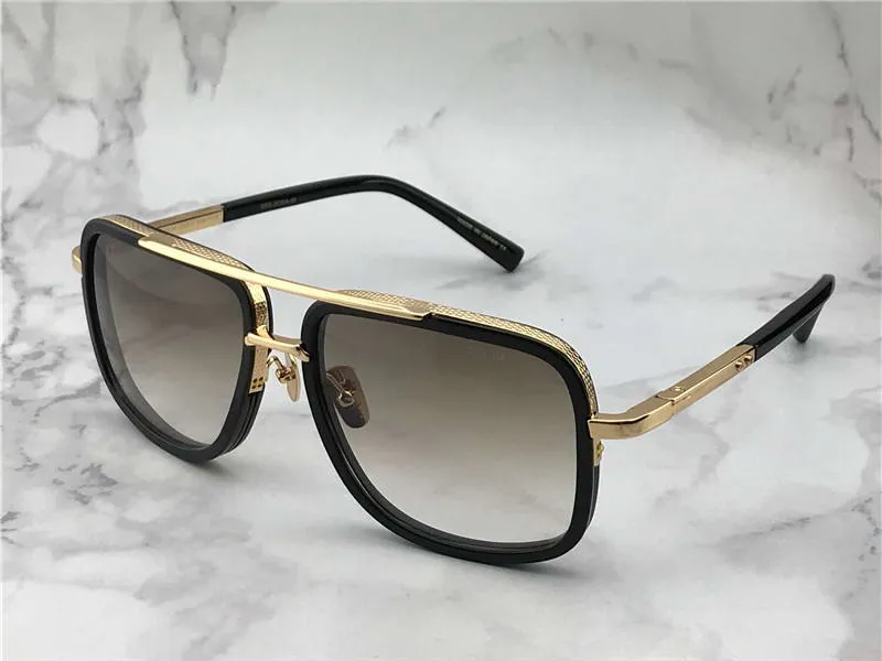 Luxury Square Pilot Solglasögon Guld / Brun Gradient Titanium Designer Mode Märke Drive Sun Glas Eyewear Sommar Ny med låda